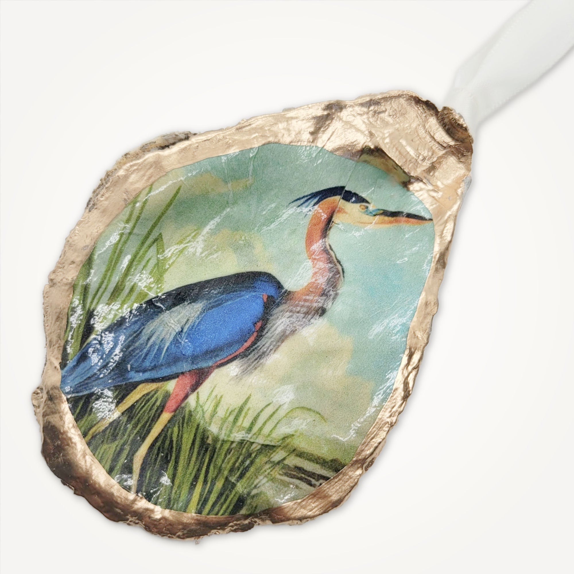Blue Heron Ornament • Oyster Shell
