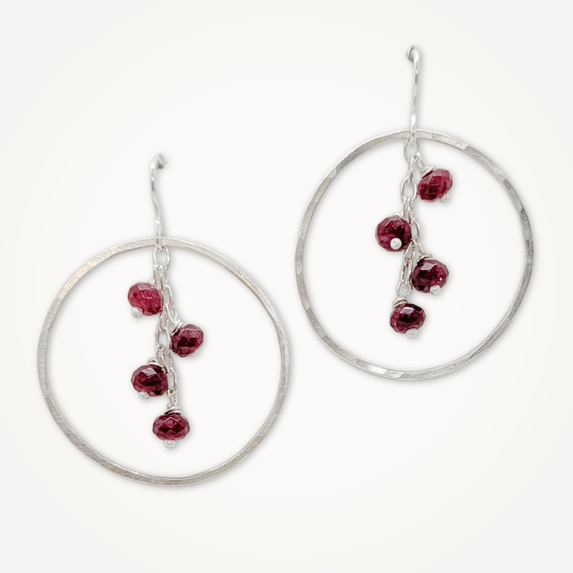 Cluster Hoop Earrings • Garnet