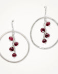 Cluster Hoop Earrings • Garnet