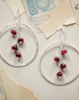 Cluster Hoop Earrings • Garnet