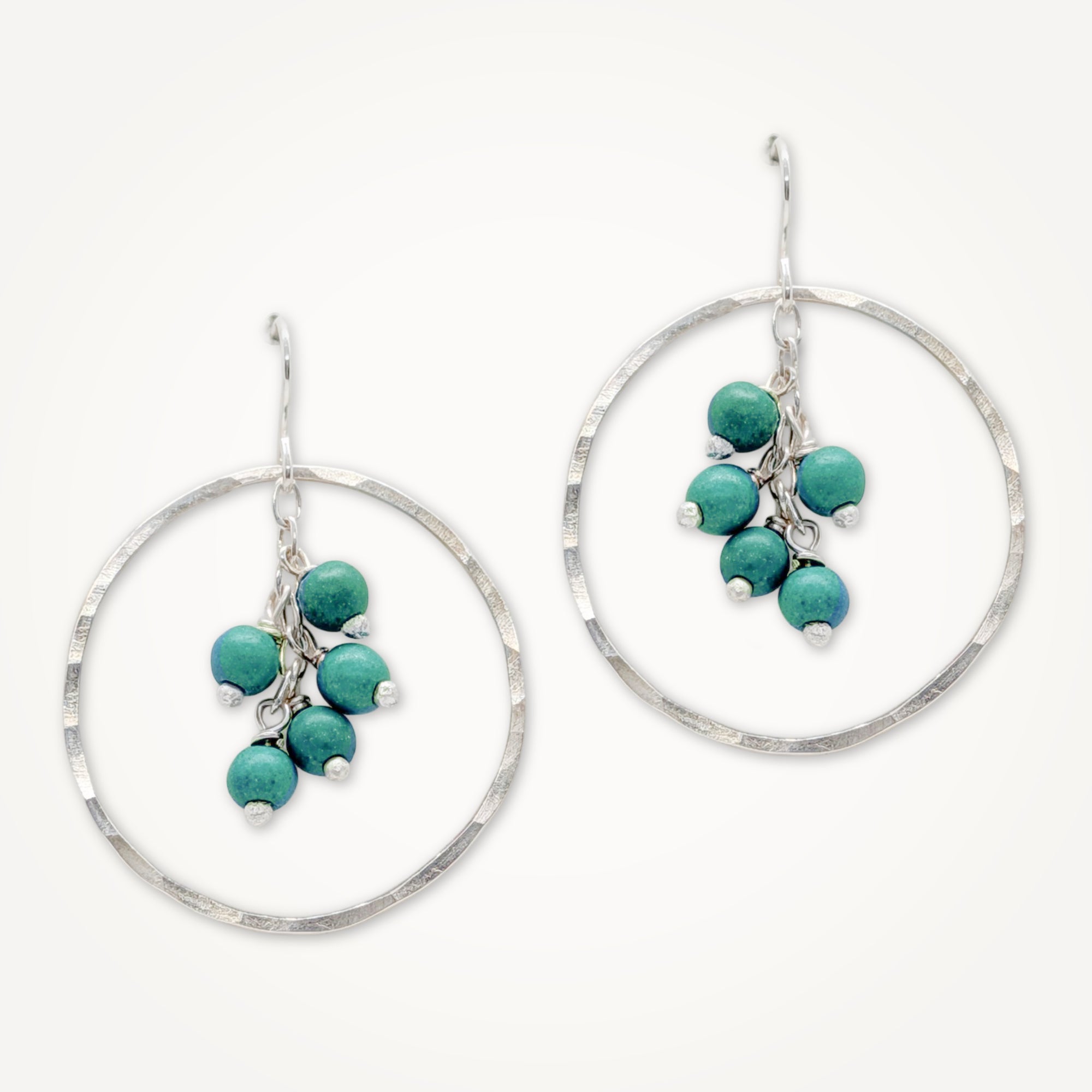 Cluster Hoop Earrings • Green Turquoise