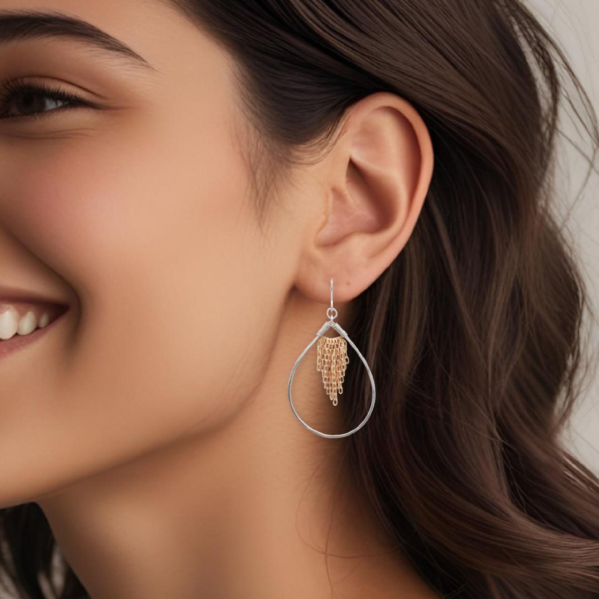 Leonne Teardrop Earrings • Silver Gold Mix