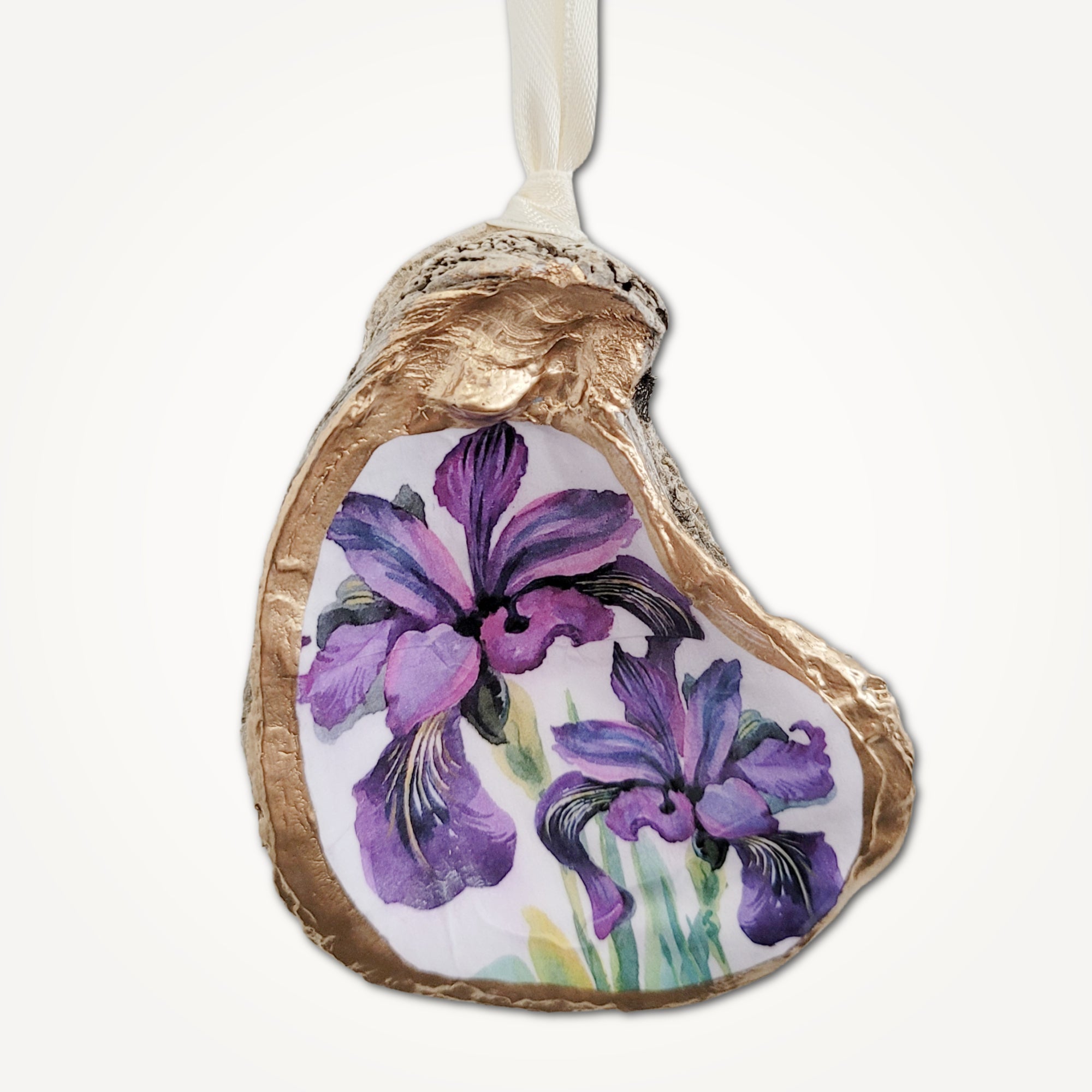 Purple Iris Flower • Oyster Shell Ornament