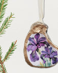 Oyster Shell Ornament • Purple Iris Flower
