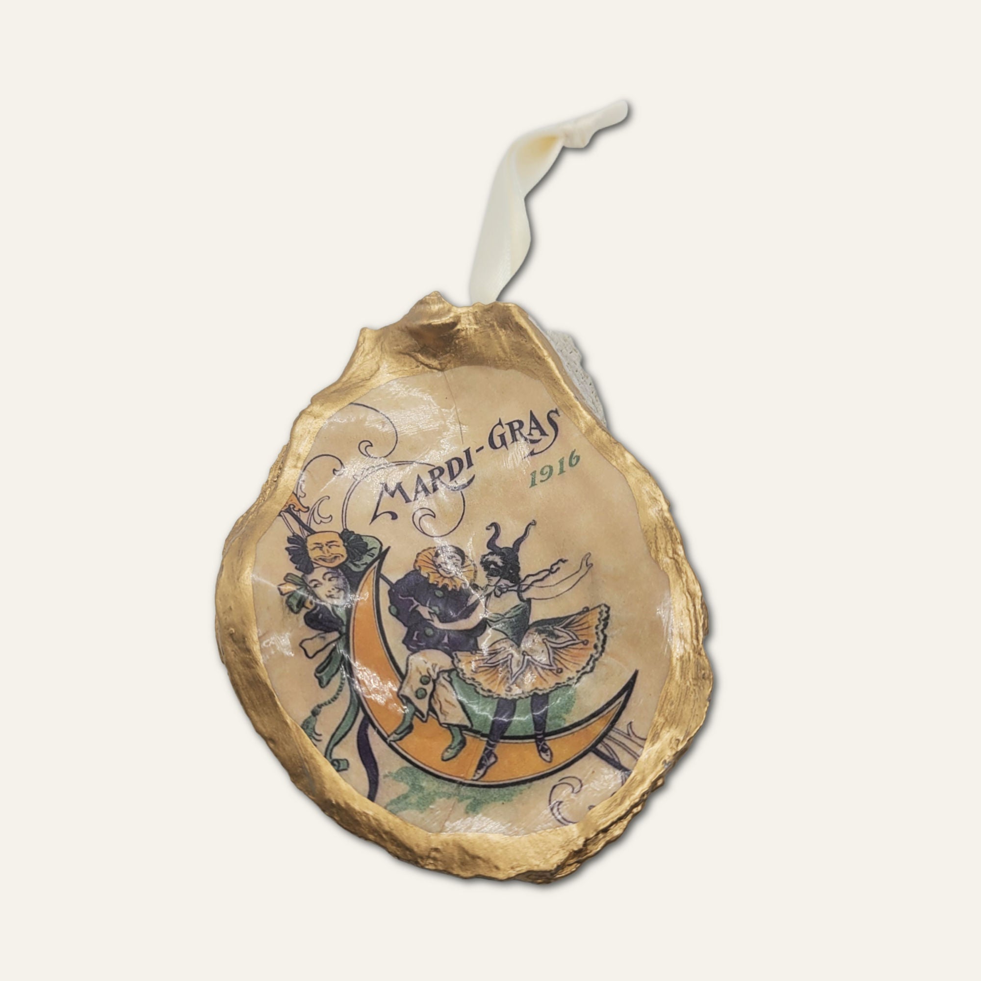 Vintage Mardi Gras Ornament • Oyster Shell