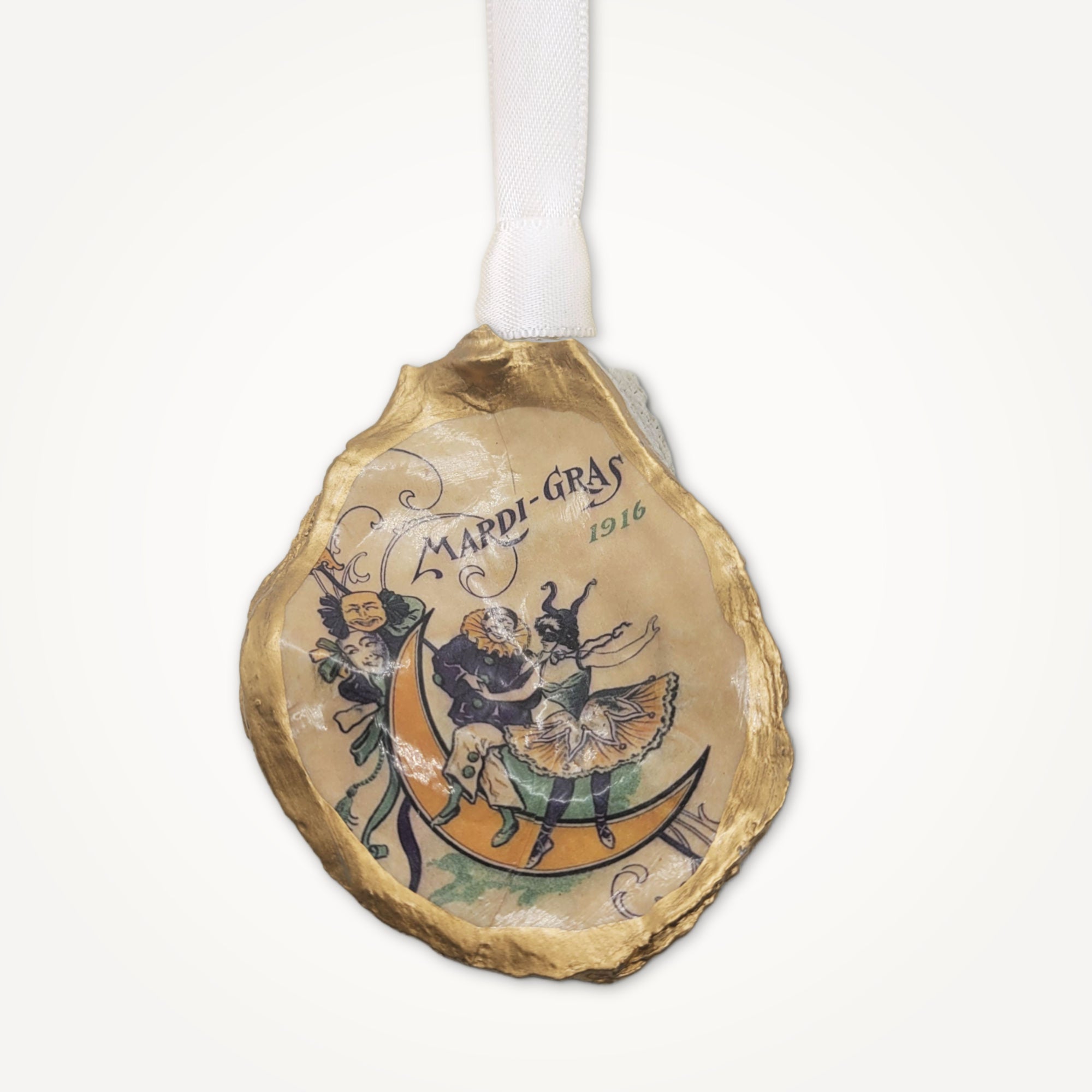 Vintage Mardi Gras Ornament • Oyster Shell