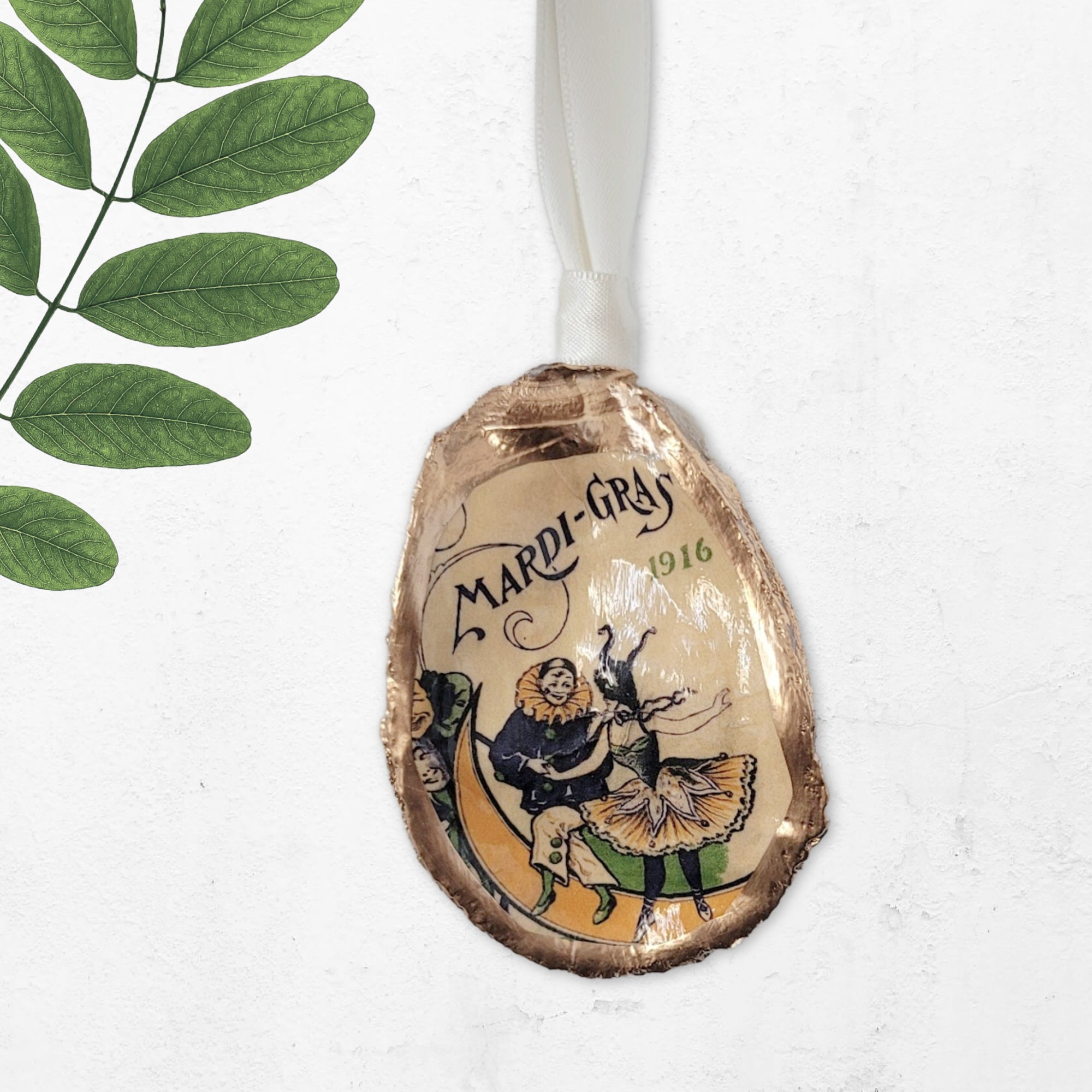 Vintage Mardi Gras Ornament • Oyster Shell