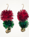 Metallic Puffball Christmas Earrings