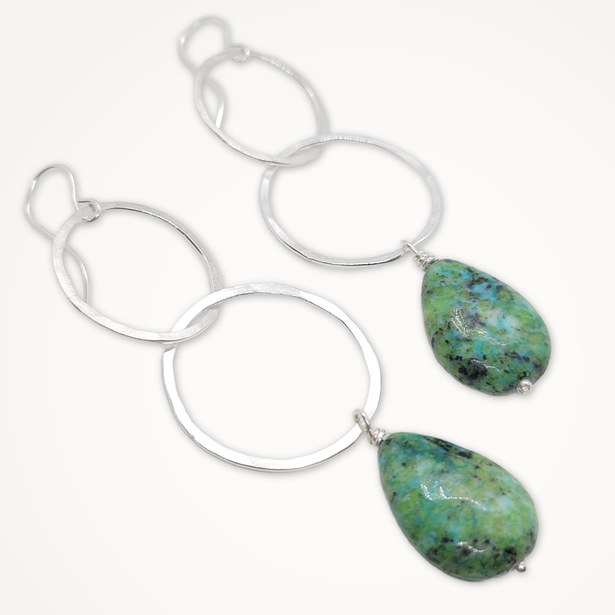 Moon Halo Earrings • Green African Jasper