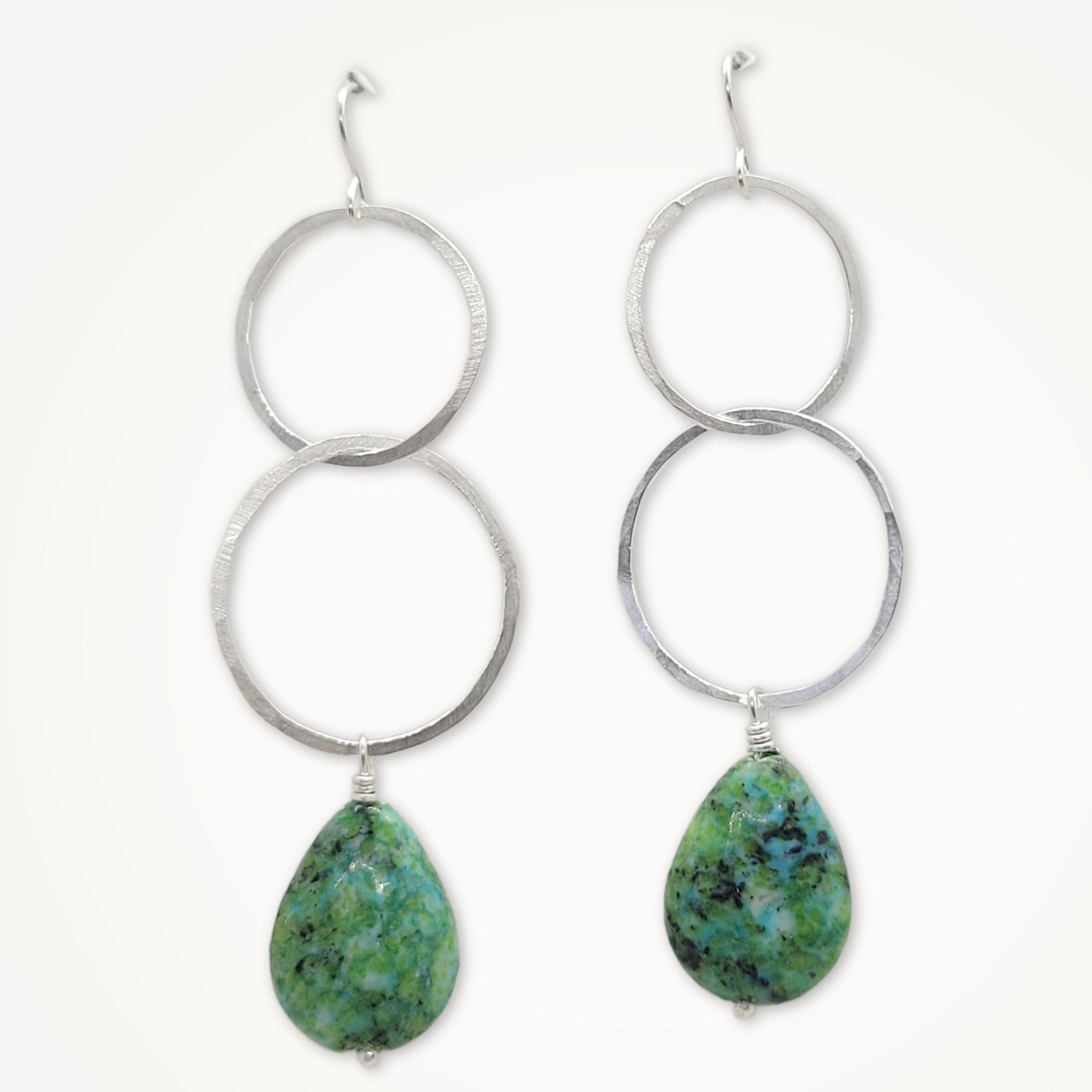 Moon Halo Earrings • Green African Jasper