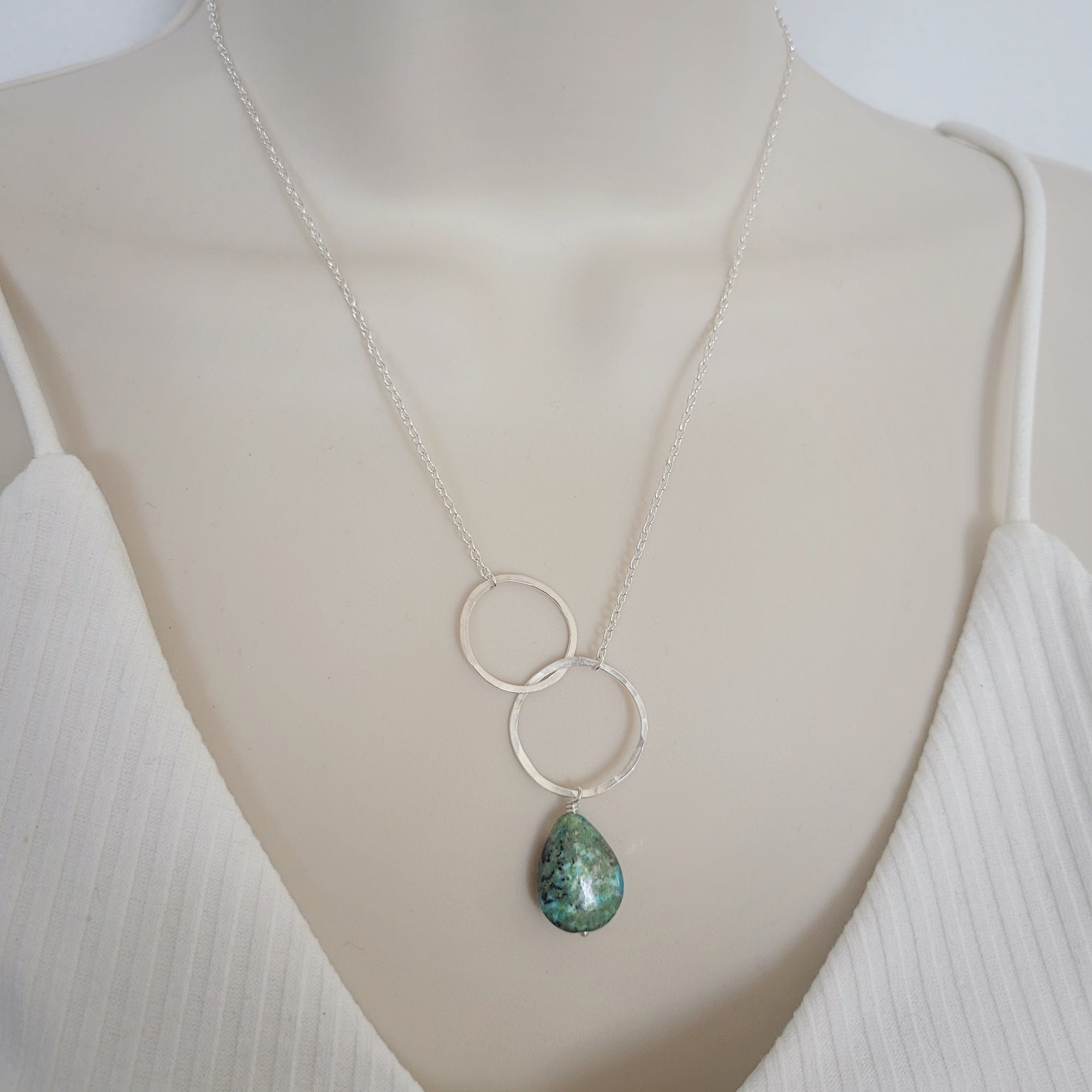Moon Halo Necklace • Green African Jasper