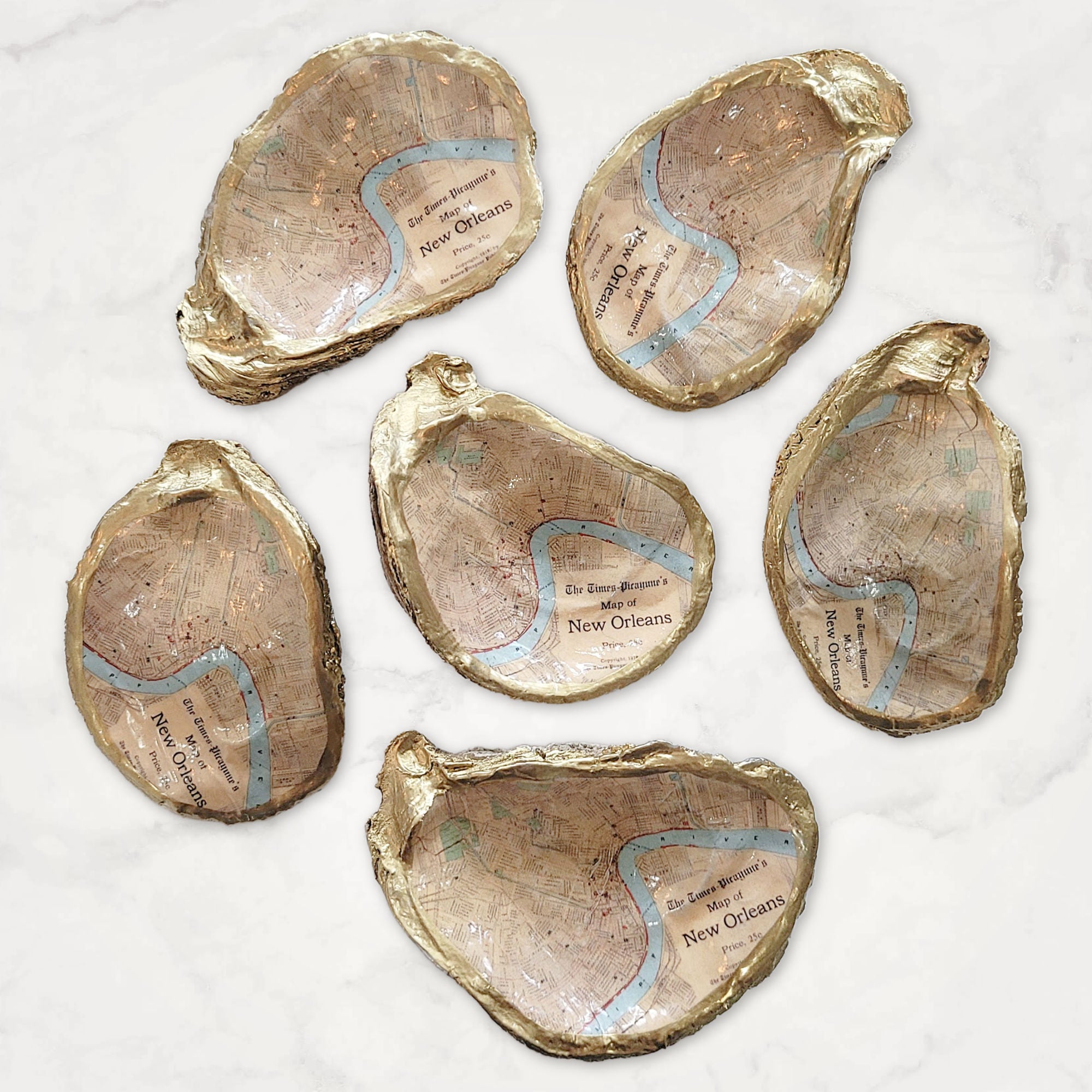 New Orleans Map Oyster Shell Ornament  • Choice of Map