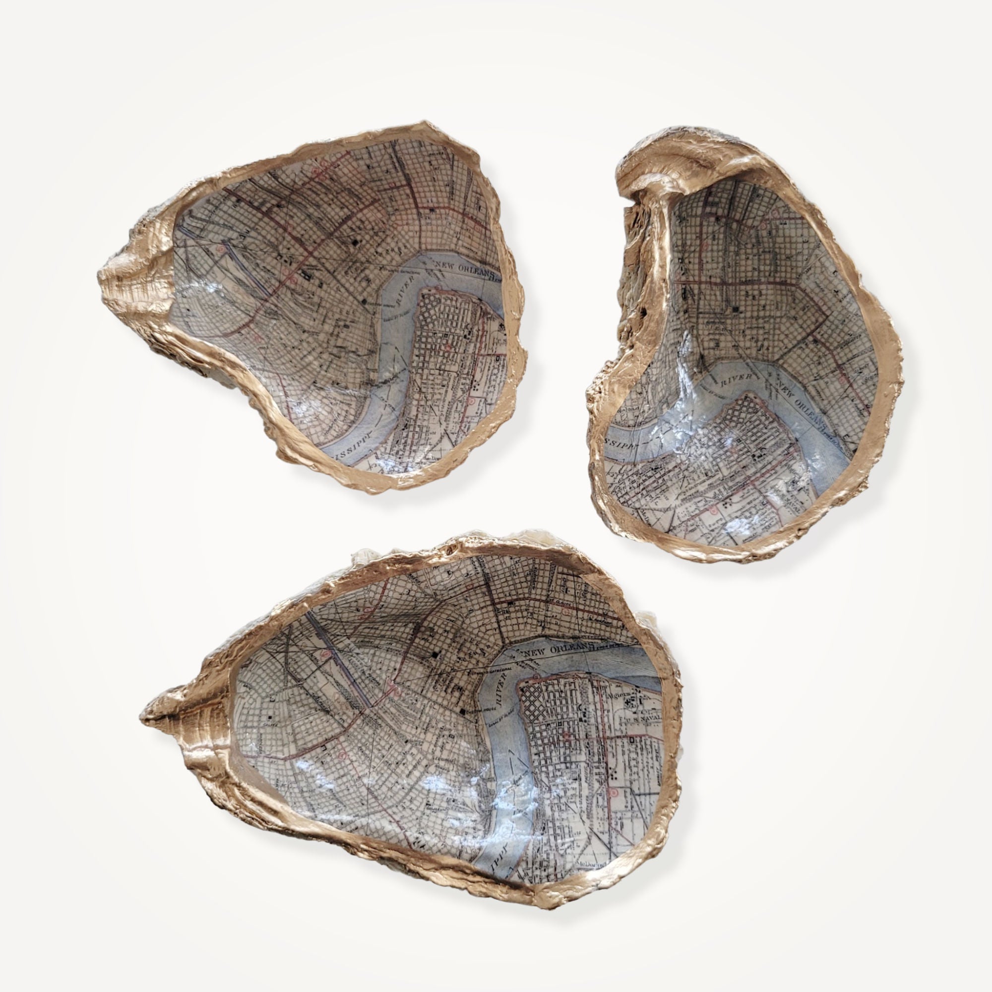 New Orleans Map Trinket Dish • Oyster Shell