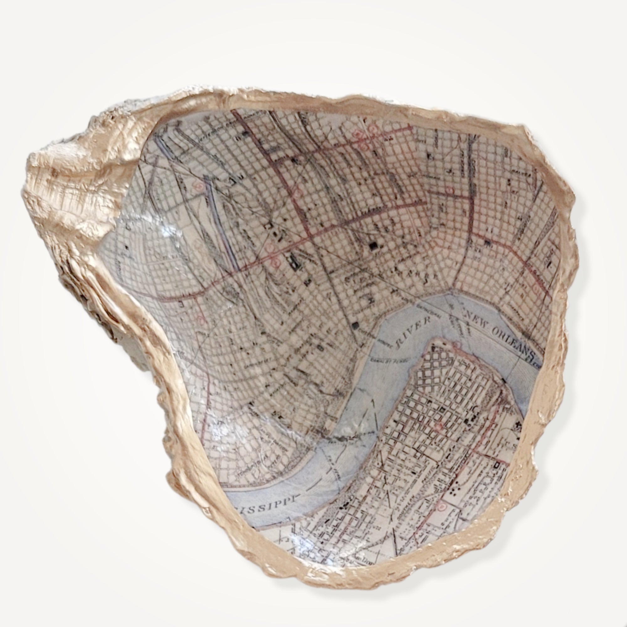 New Orleans Map Trinket Dish • Oyster Shell