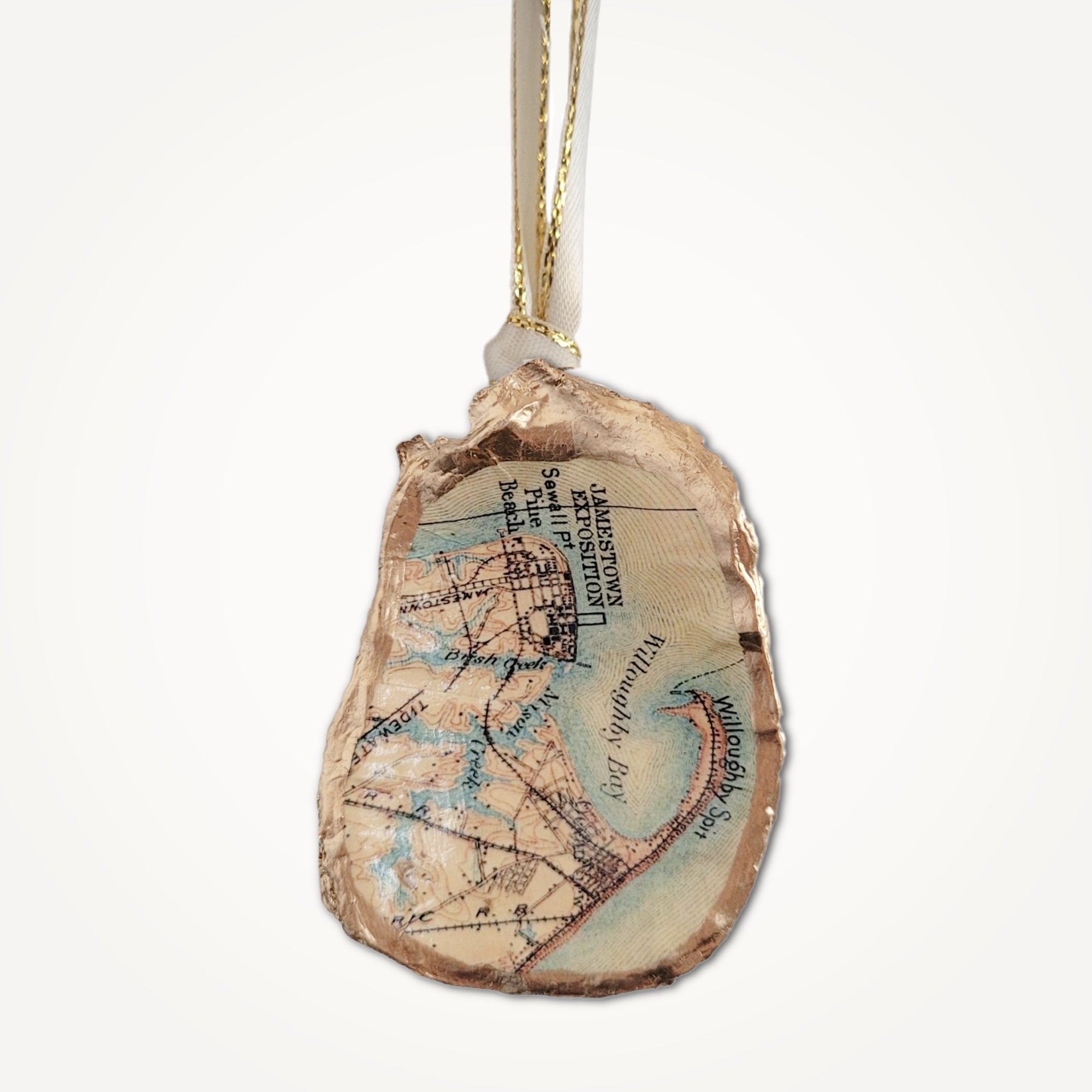 Norfolk Map Ornament • Oyster Shell