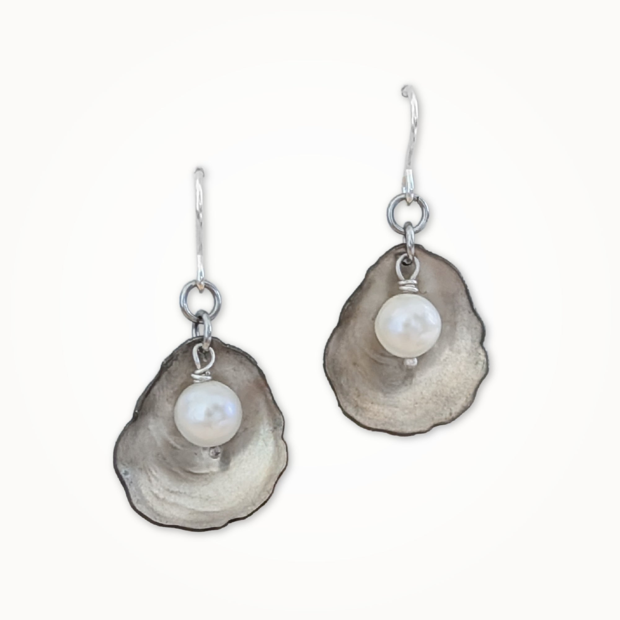 Silver Oyster Earrings with Pearl | Beatrixbell Handcrafted Jewelry