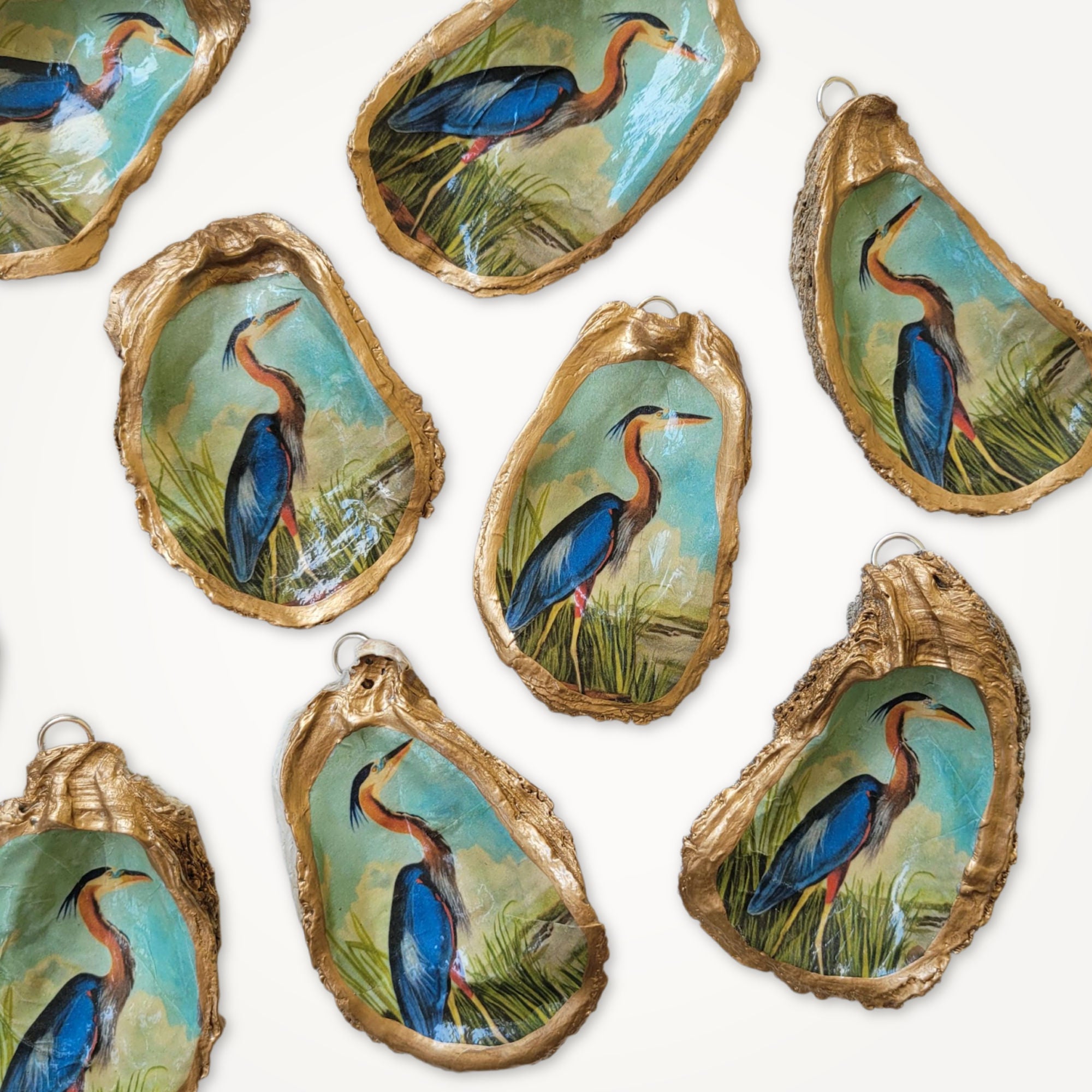 Blue Heron Ornament • Oyster Shell