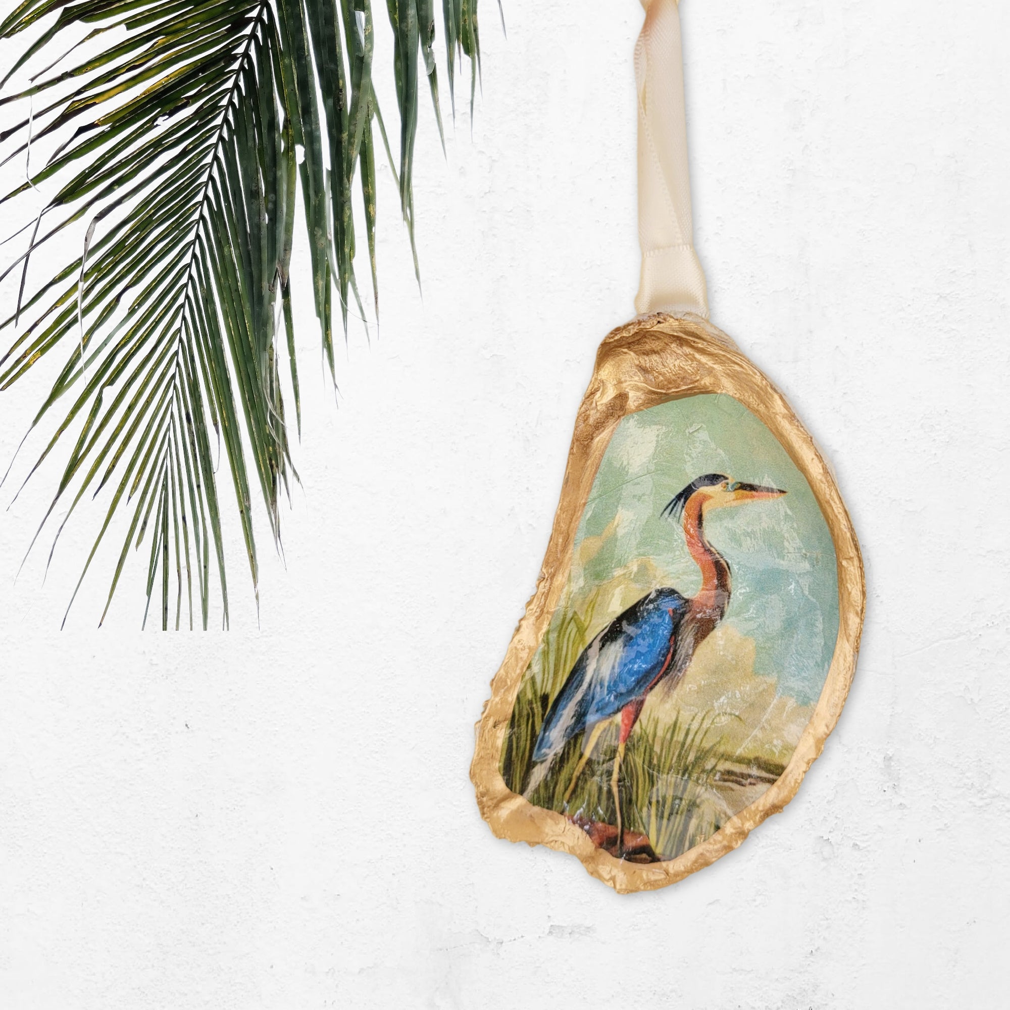 Blue Heron Ornament • Oyster Shell