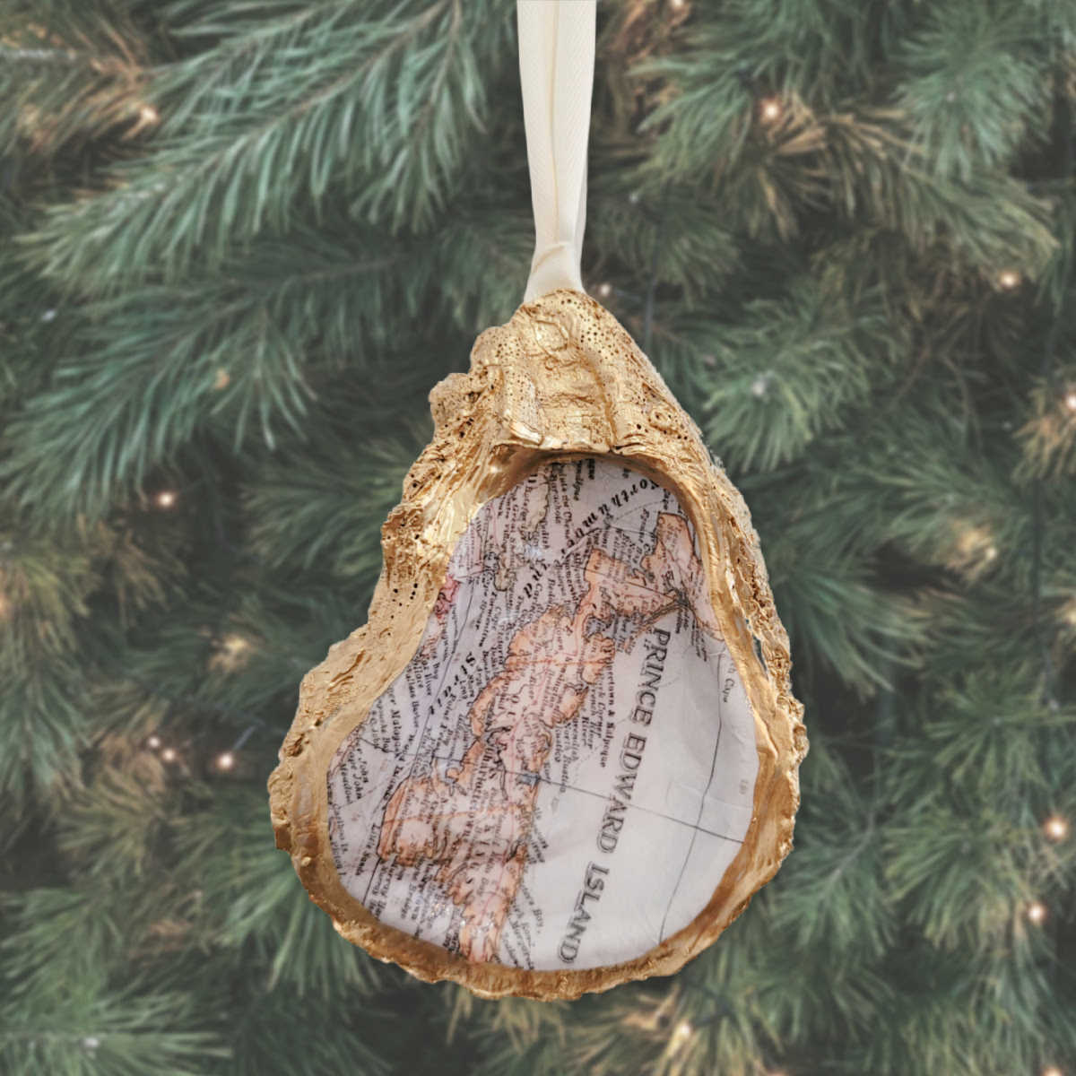 Prince Edward Island Map Ornament • Oyster Shell