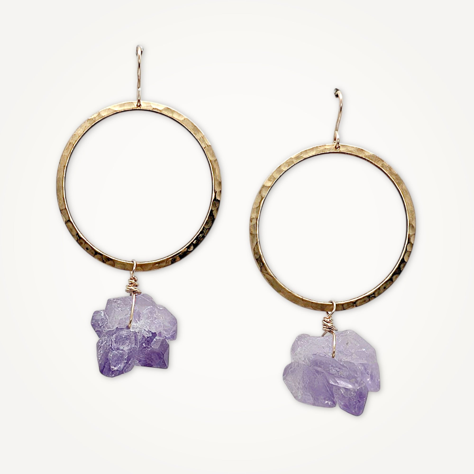 Gold Hoop Earrings • Amethyst
