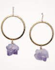 Gold Hoop Earrings • Amethyst