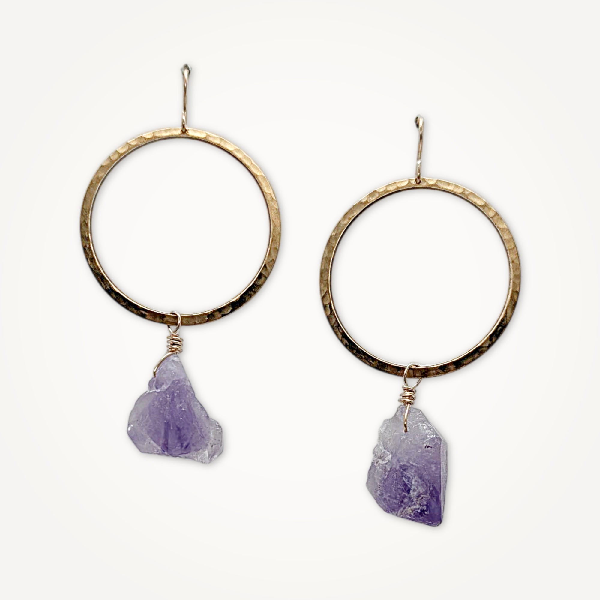 Gold Hoop Earrings • Amethyst