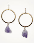 Gold Hoop Earrings • Amethyst