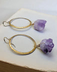 Gold Hoop Earrings • Amethyst