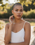 Gold Hoop Earrings • Amethyst