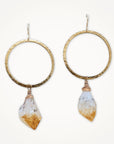 Gold Hoop Earrings • Citrine