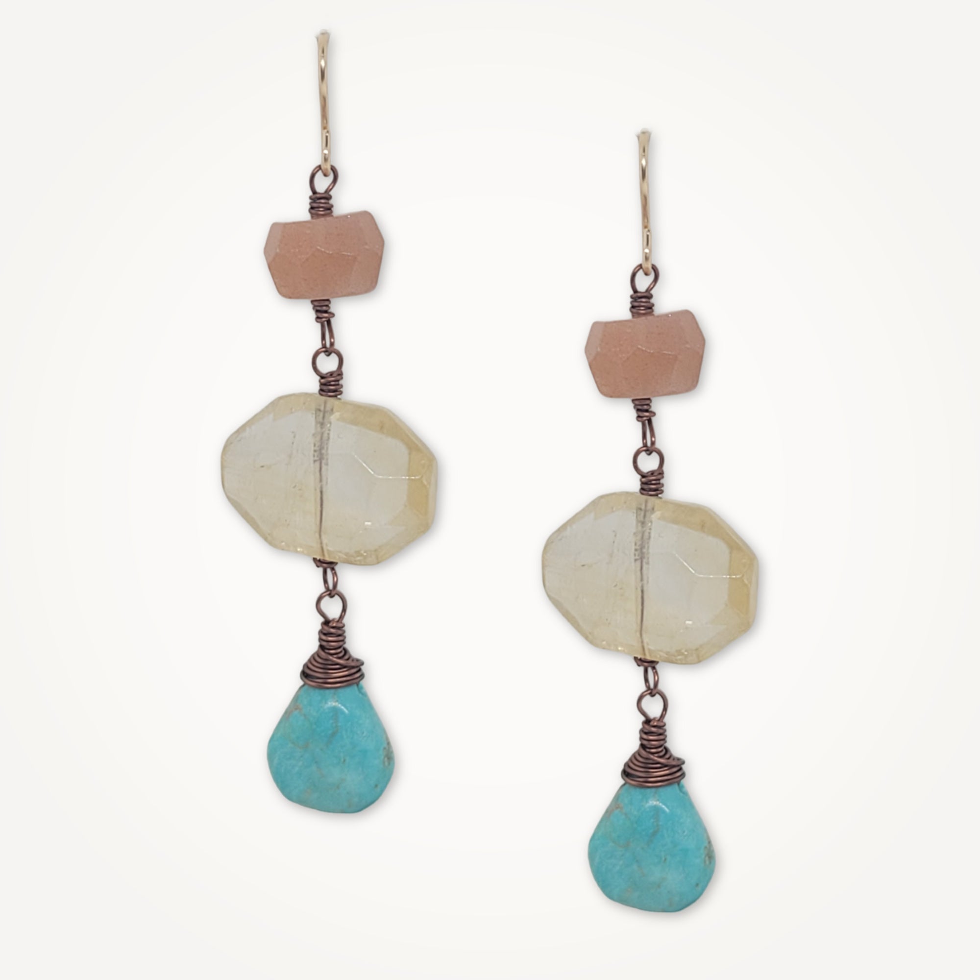 Revel Earrings • Citrine, Sunstone, Turquoise