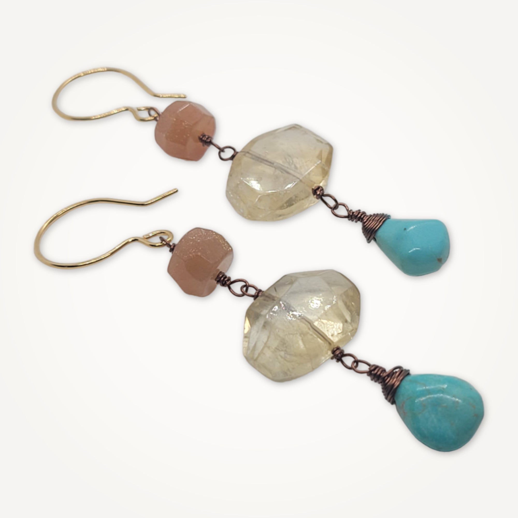 Revel Earrings • Citrine, Sunstone, Turquoise