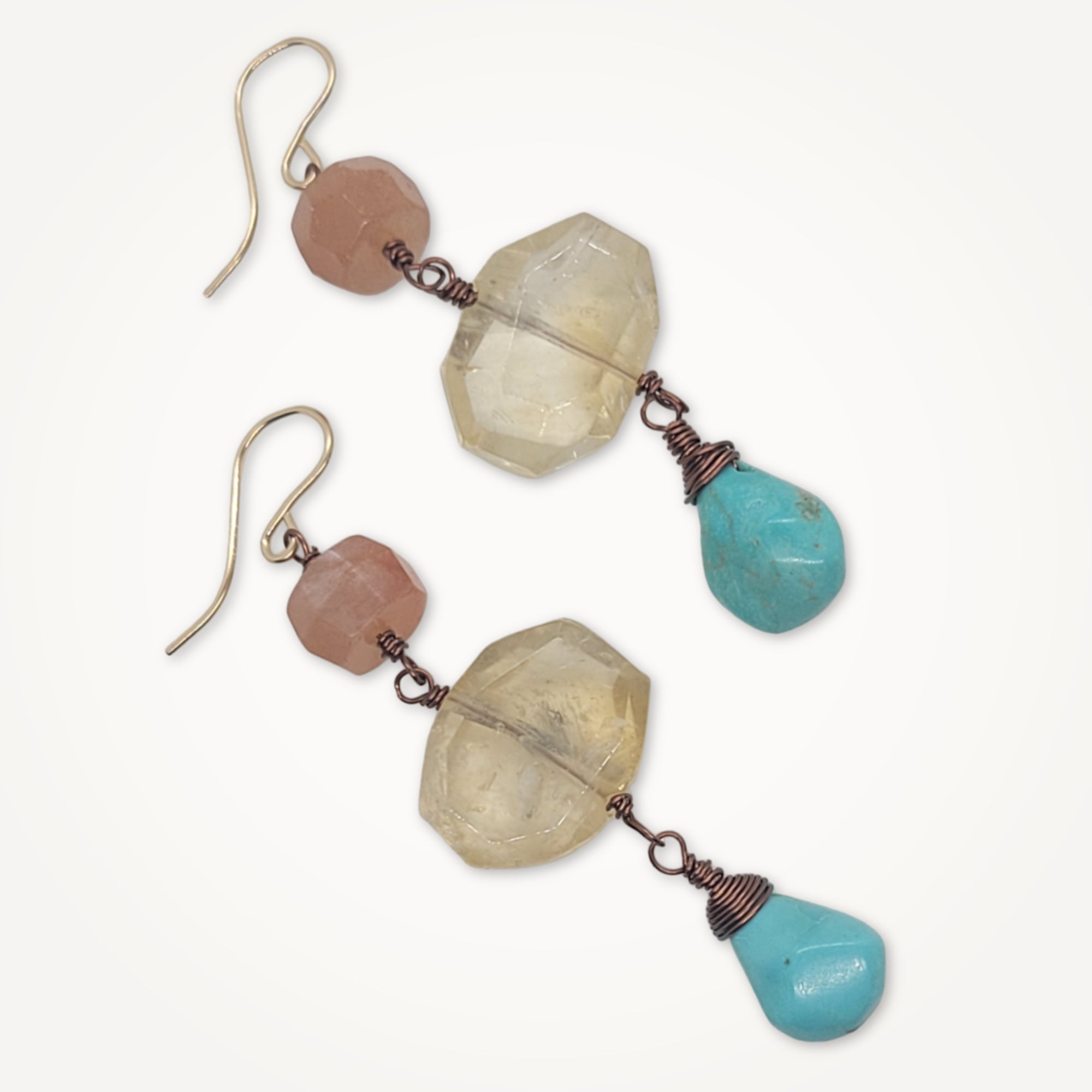 Revel Earrings • Citrine, Sunstone, Turquoise