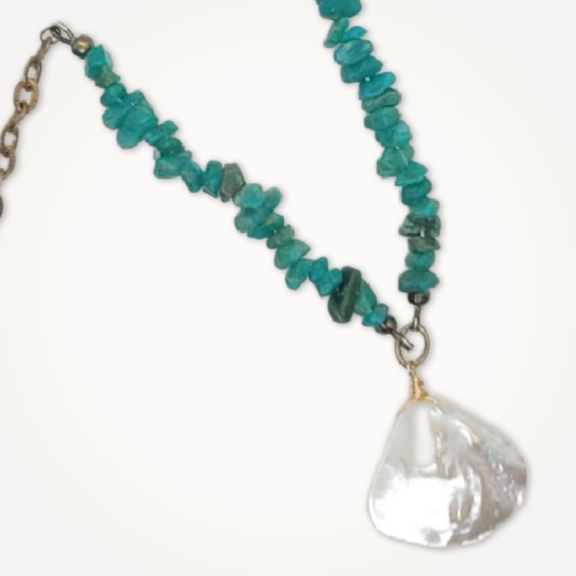 Shoreline Necklace • Mother of Pearl Necklace, Green Amazonite