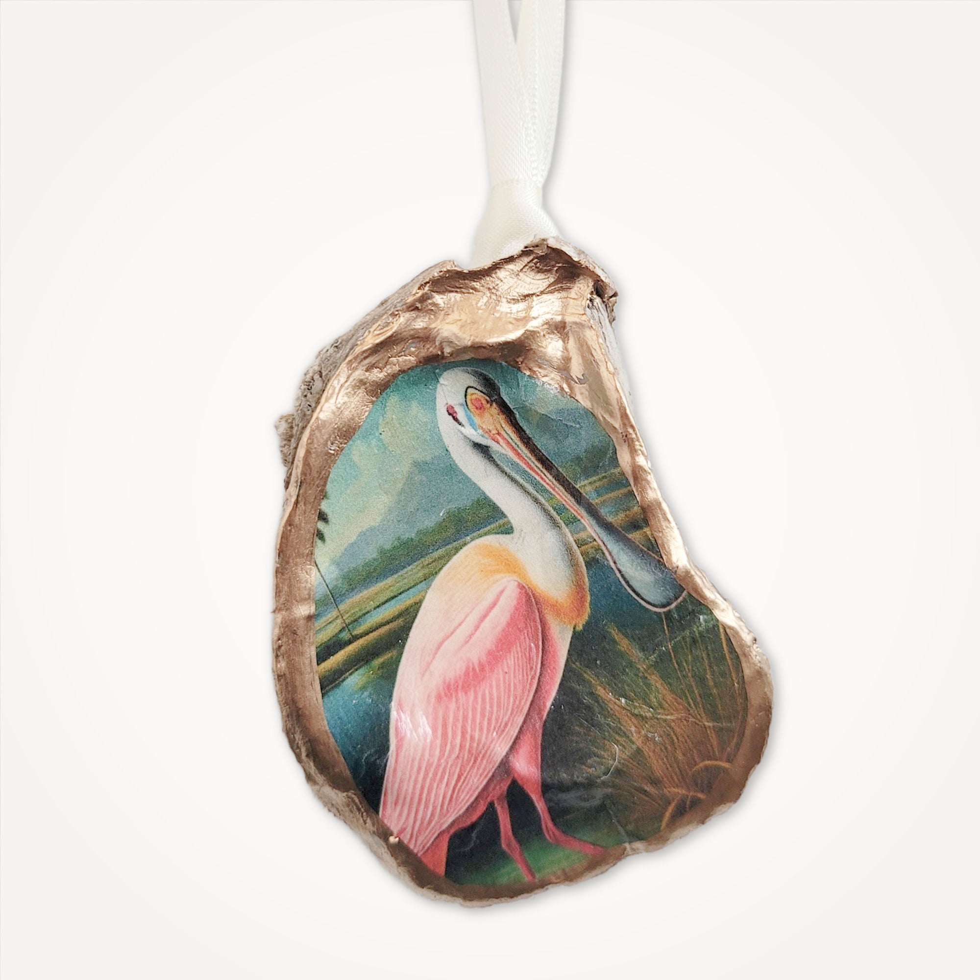 Roseate Spoonbill Ornament • Oyster Shell