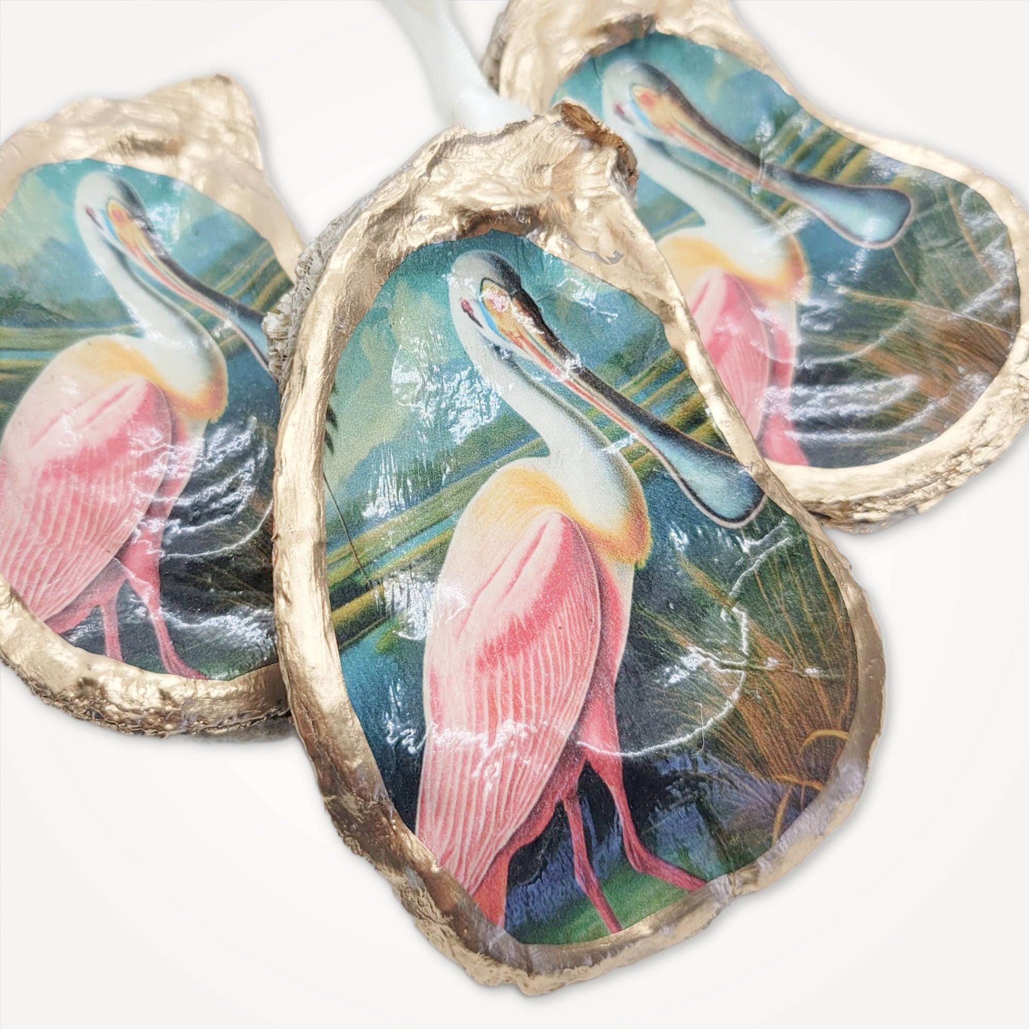 Roseate Spoonbill Ornament • Oyster Shell