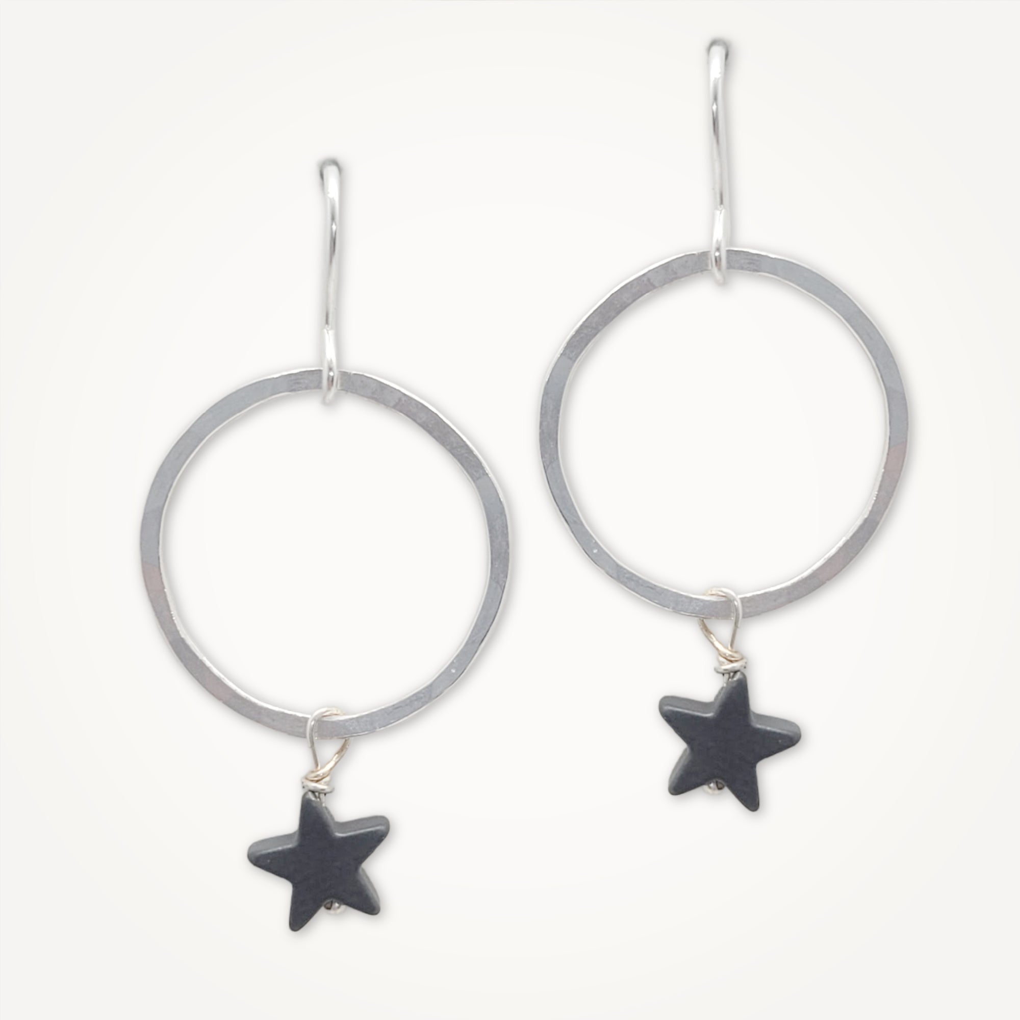Star Hoop Earrings • Hematite