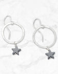 Star Hoop Earrings • Hematite