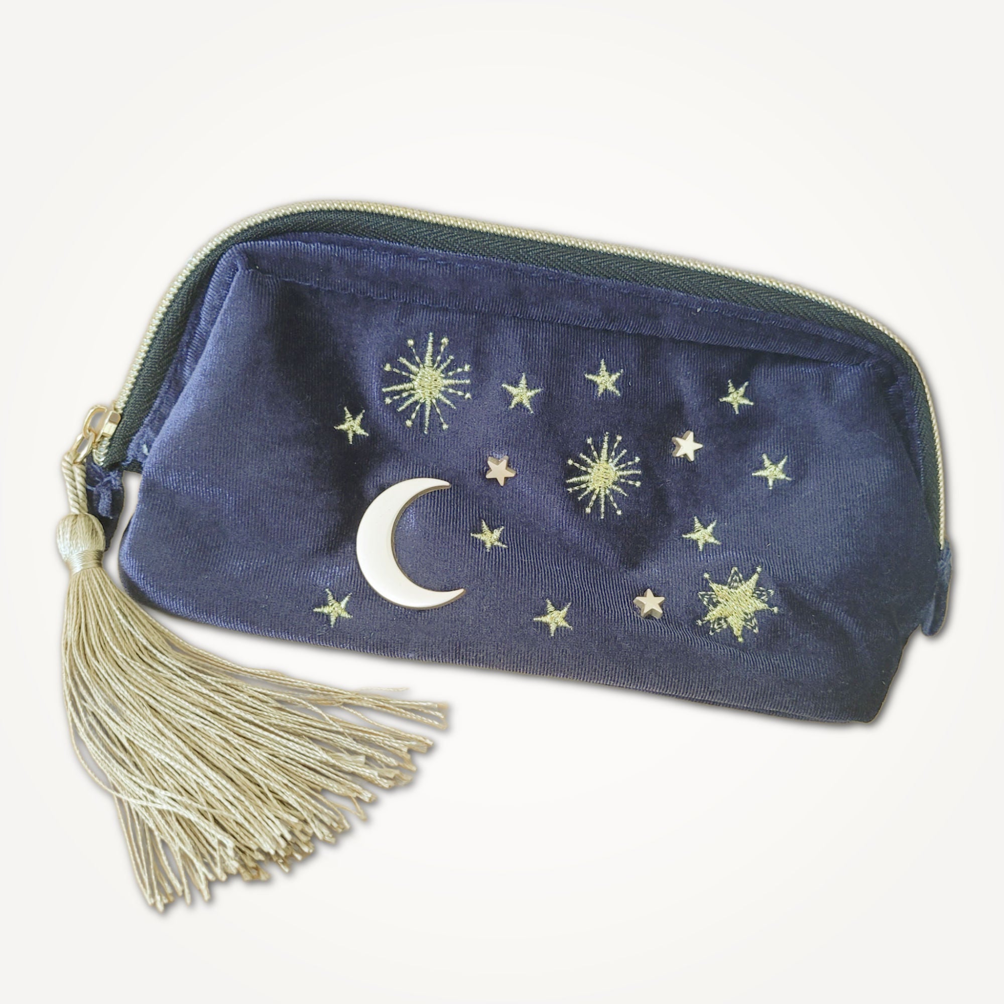 Star &amp; Moon Velvet Zipper Pouch