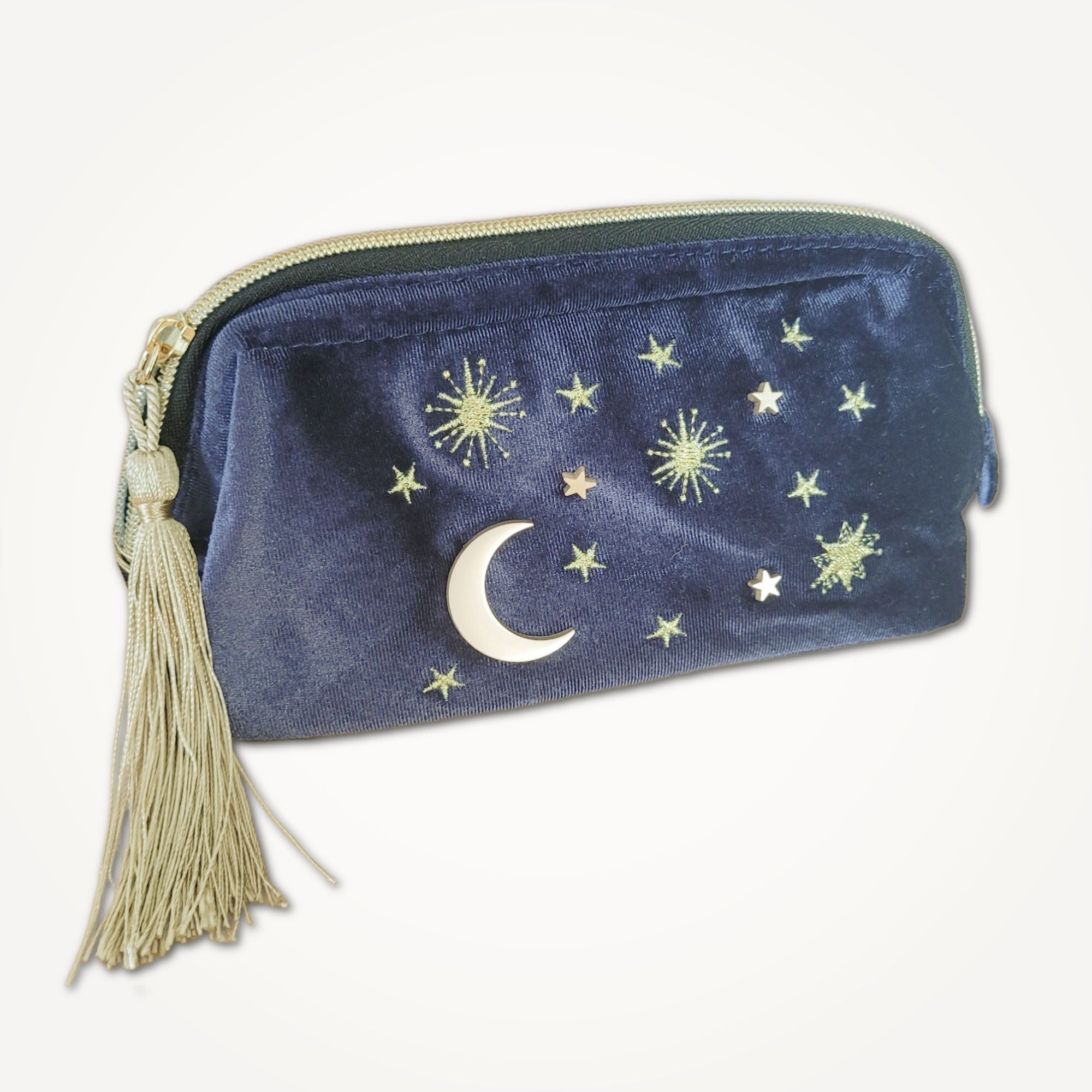 Star &amp; Moon Velvet Zipper Pouch