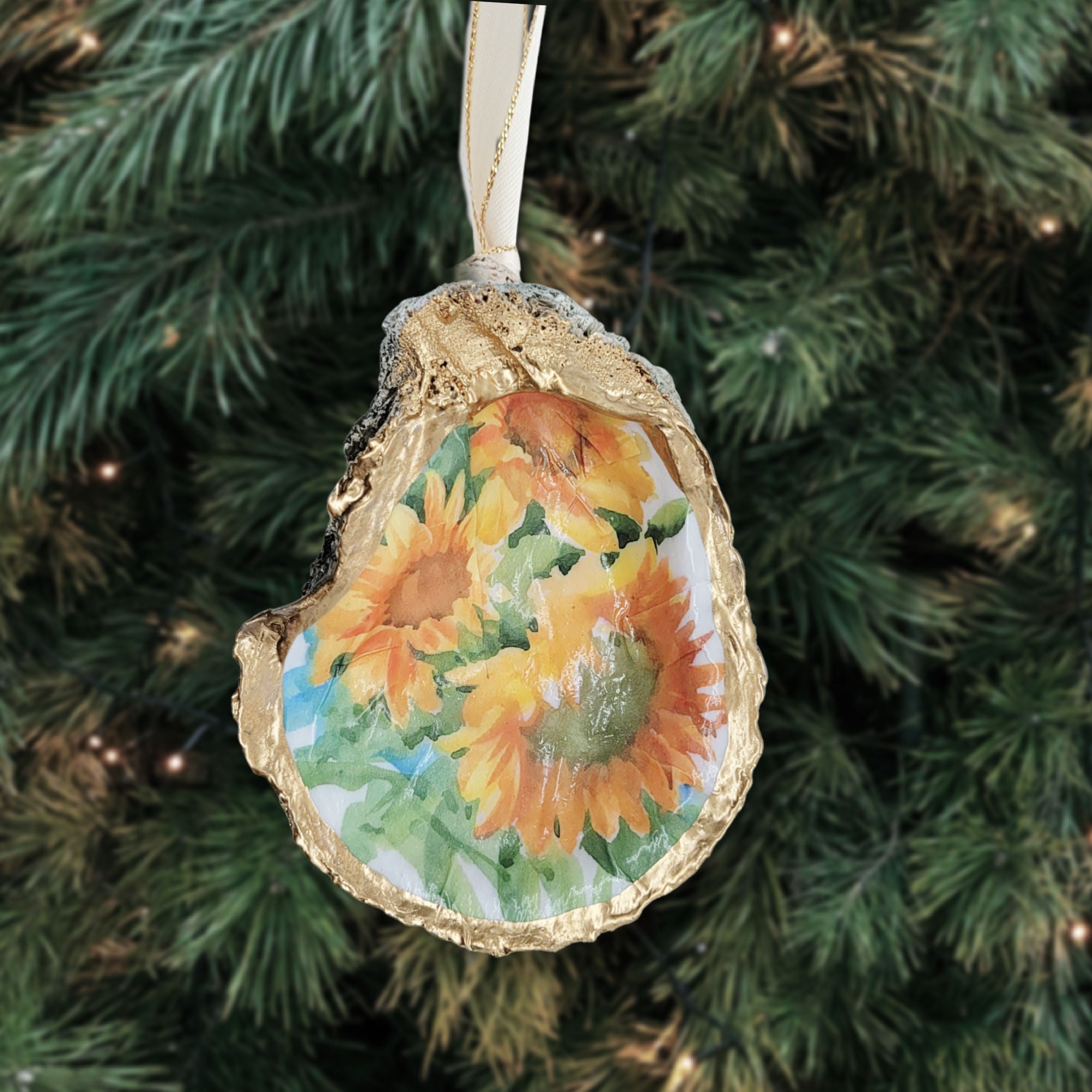 Sunflower Ornament • Oyster Shell