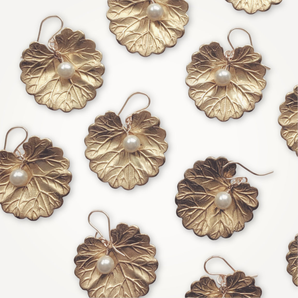 Water Lily Earrings • Pearl