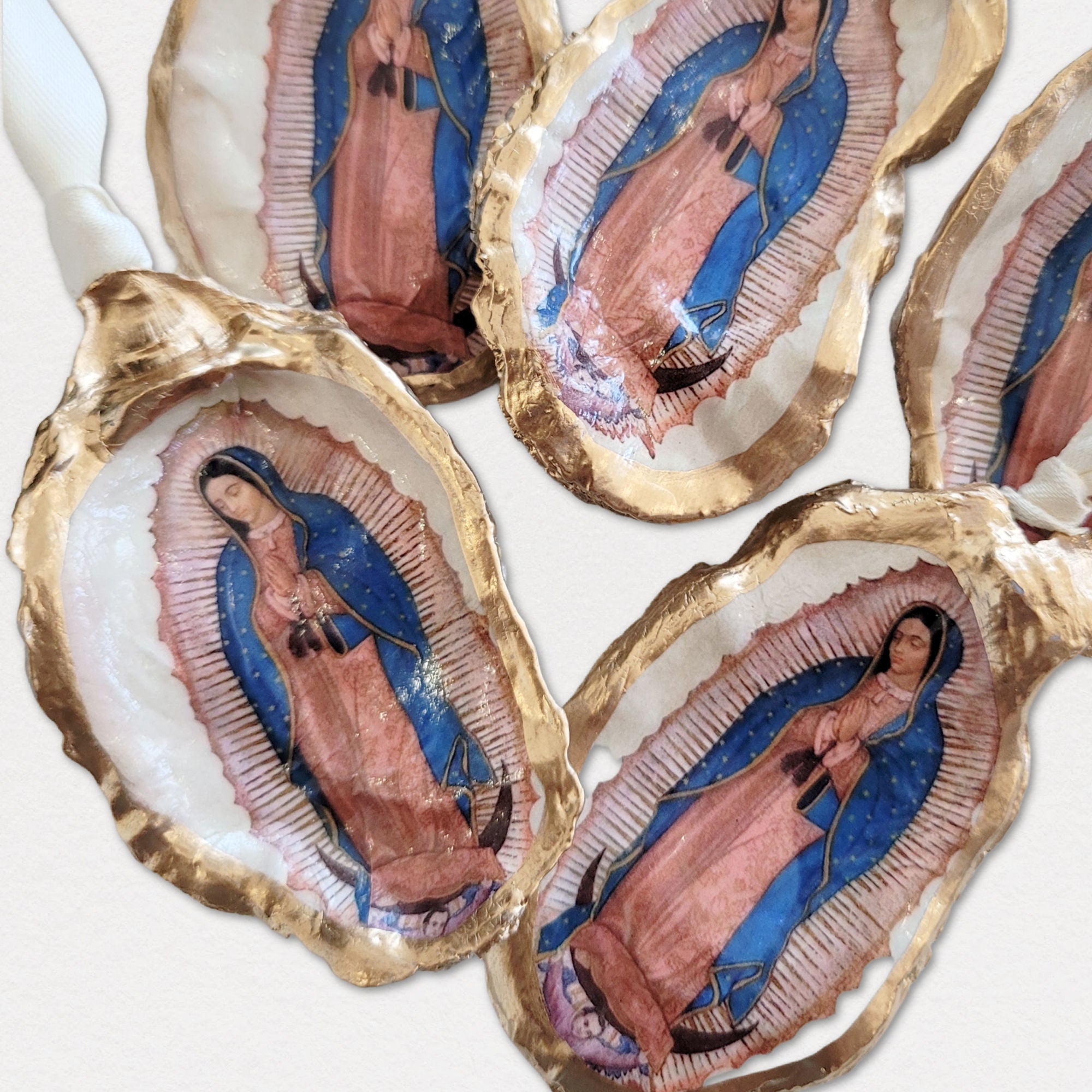 Our Lady of Guadalupe Ornament • Oyster Shell