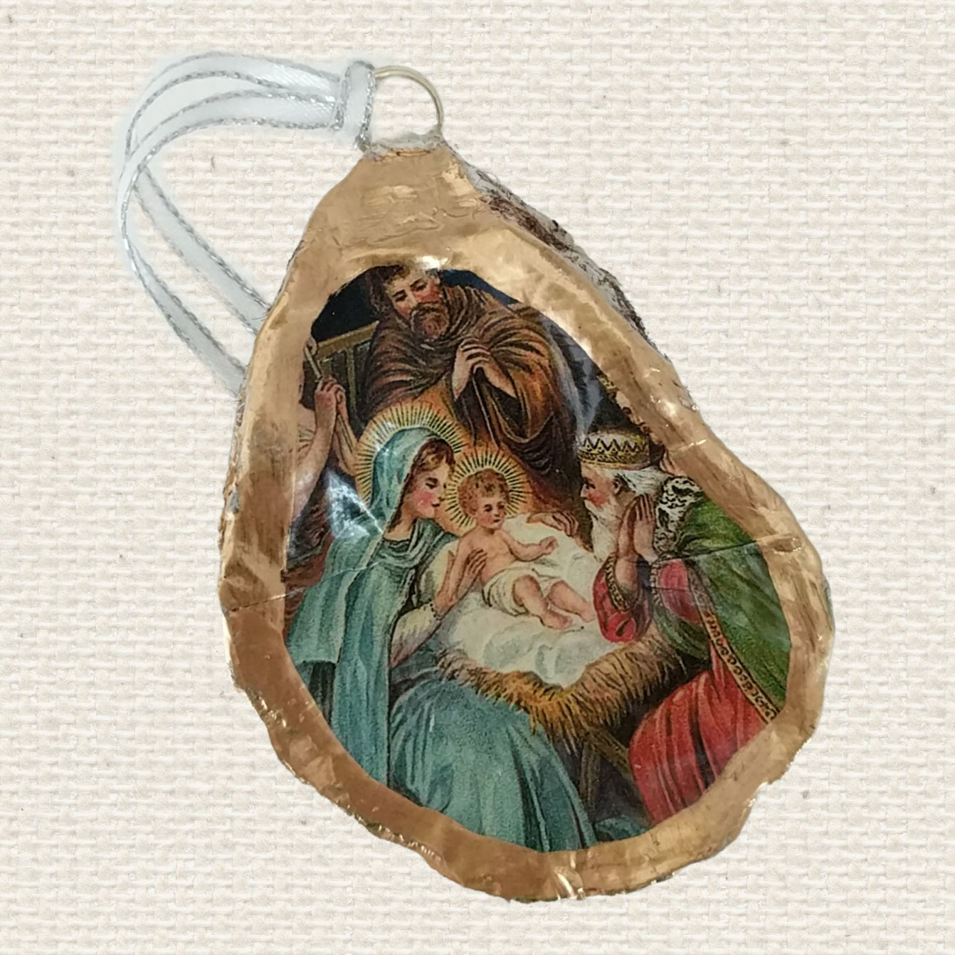Nativity Christmas Tree Oyster Shell Ornament • Choice of Scene