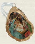 Nativity Christmas Tree Oyster Shell Ornament • Version 2