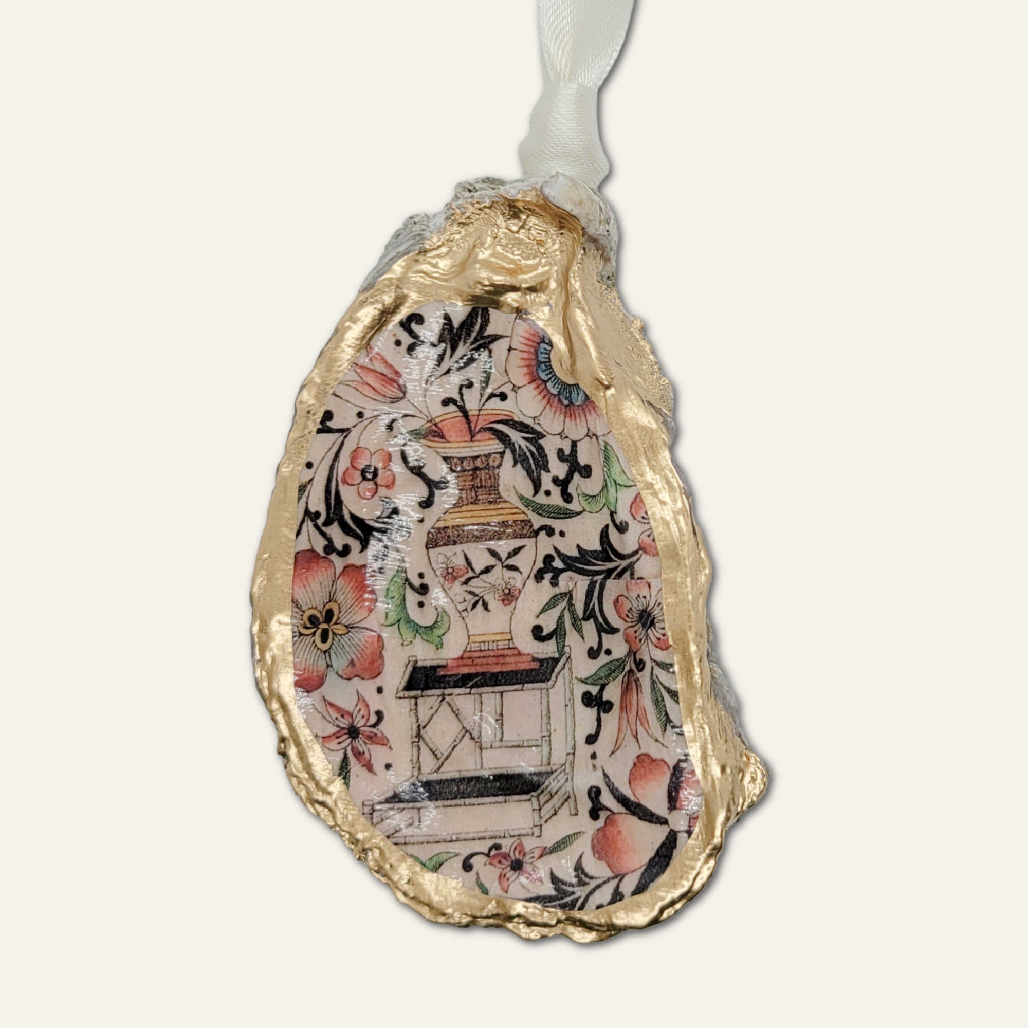 Floral Chinoiserie Ornament • Oyster Shell