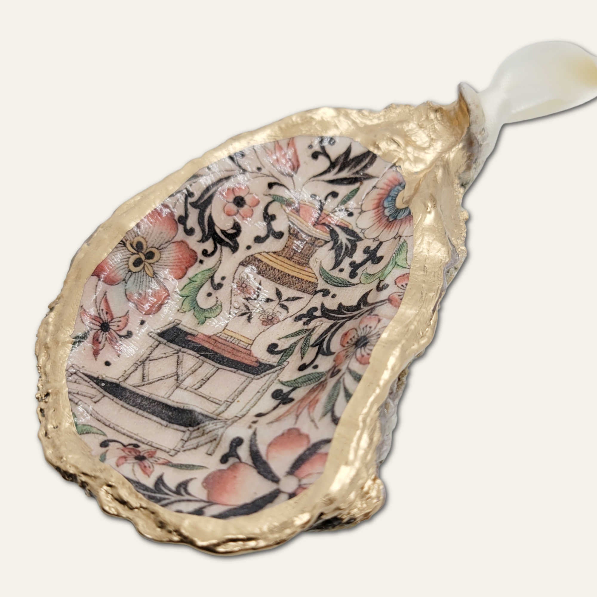 Floral Chinoiserie Ornament • Oyster Shell