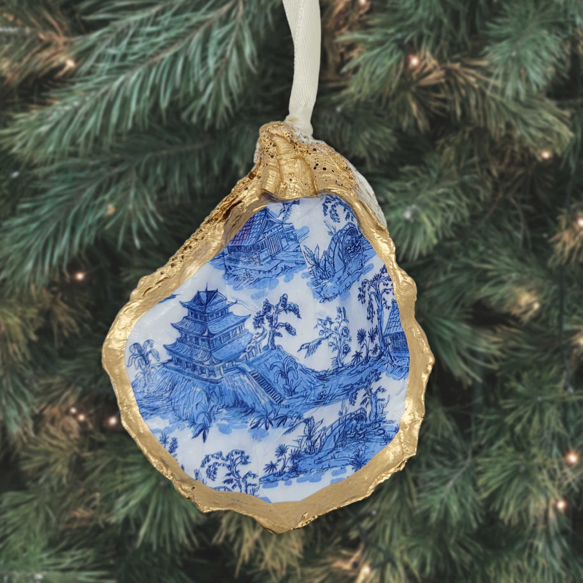 Pagoda Chinoiserie Ornament • Oyster Shell