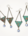 Patina Triangle Earrings • Gemstone