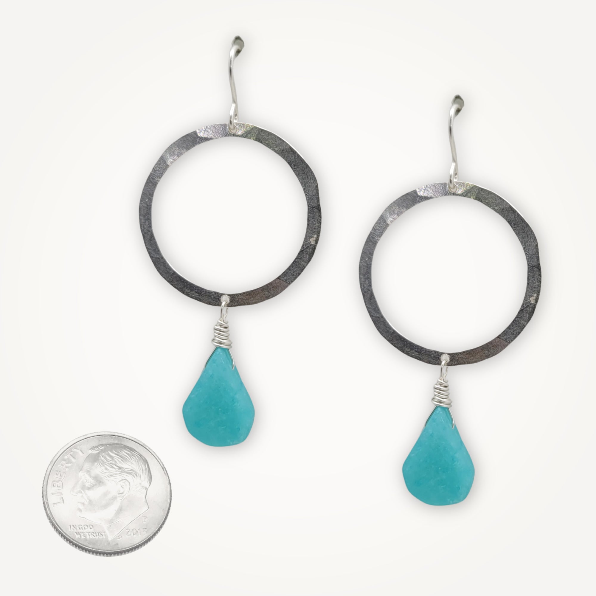 Organic Hoop Earrings • Water Droplet
